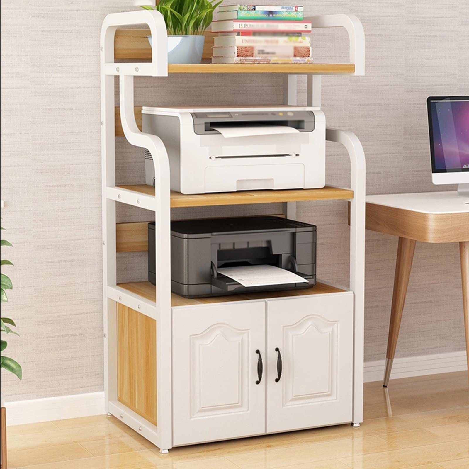 Stampante Piedistallo Supporto for stampante Scaffale multiuso a 4 livelli for lettori multimediali Scanner file Libri Forno a microonde in cucina Soggiorno Home Office