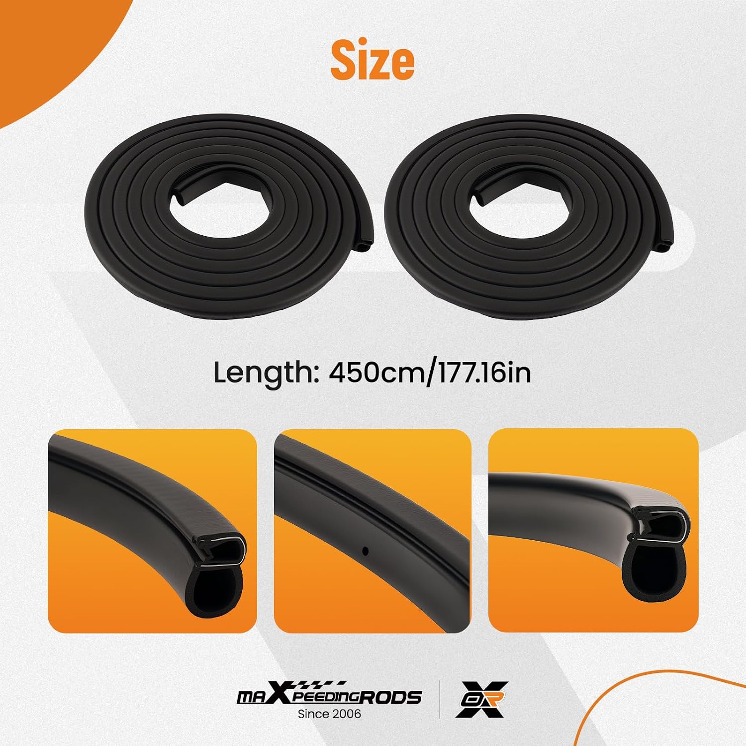 maXpeedingrods 2pcs Weatherstrip Window Moulding Trim Seal Belt for Cadillac Chevrolet GMC 1988-2000, Replacement for Front Left & Right Doors, Replaces 1AWSK00228, AM-35015073, 15758703