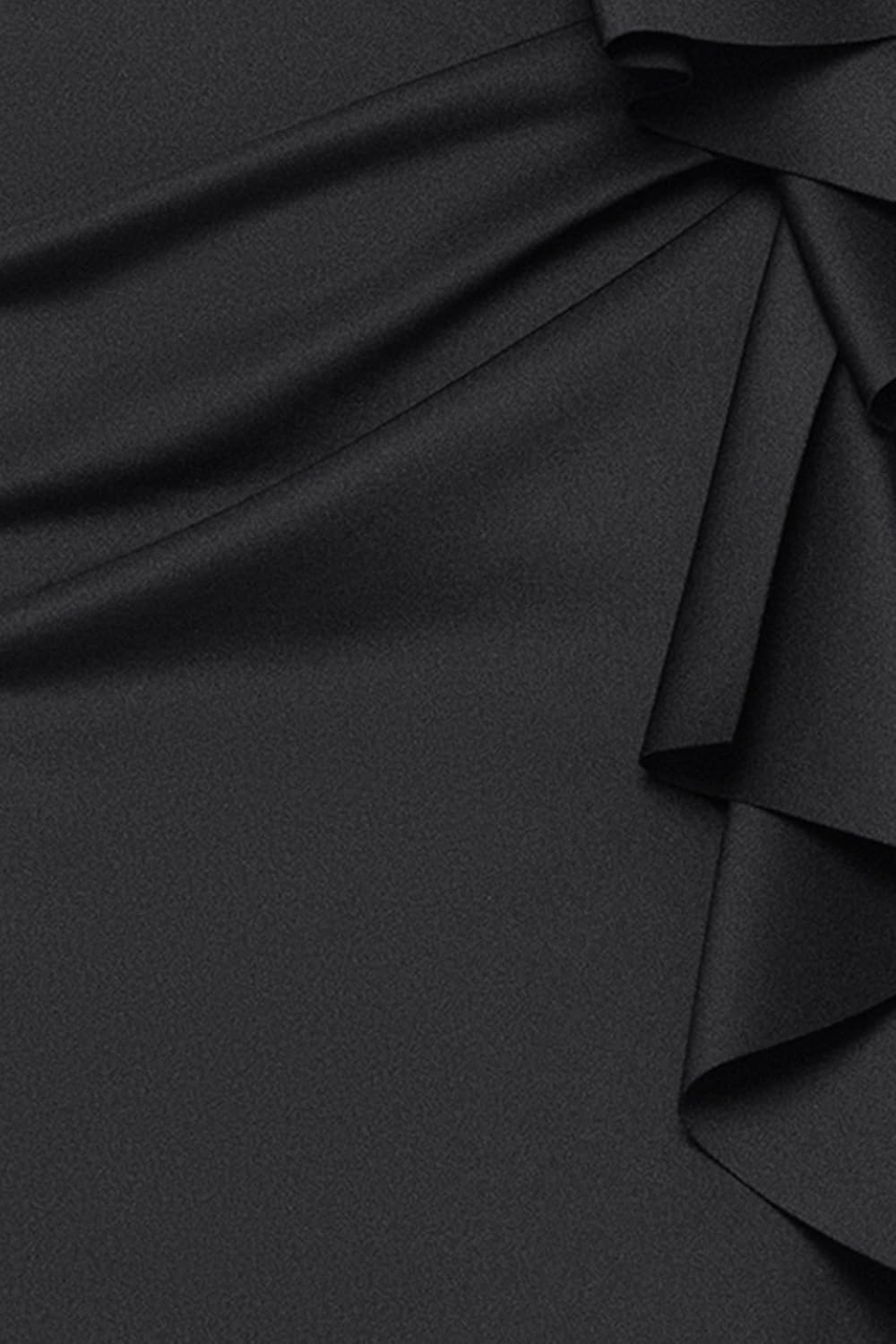 Xscape Women's Techno Scuba Illusion Neck Mesh Sleeve Ruched Midi Dress