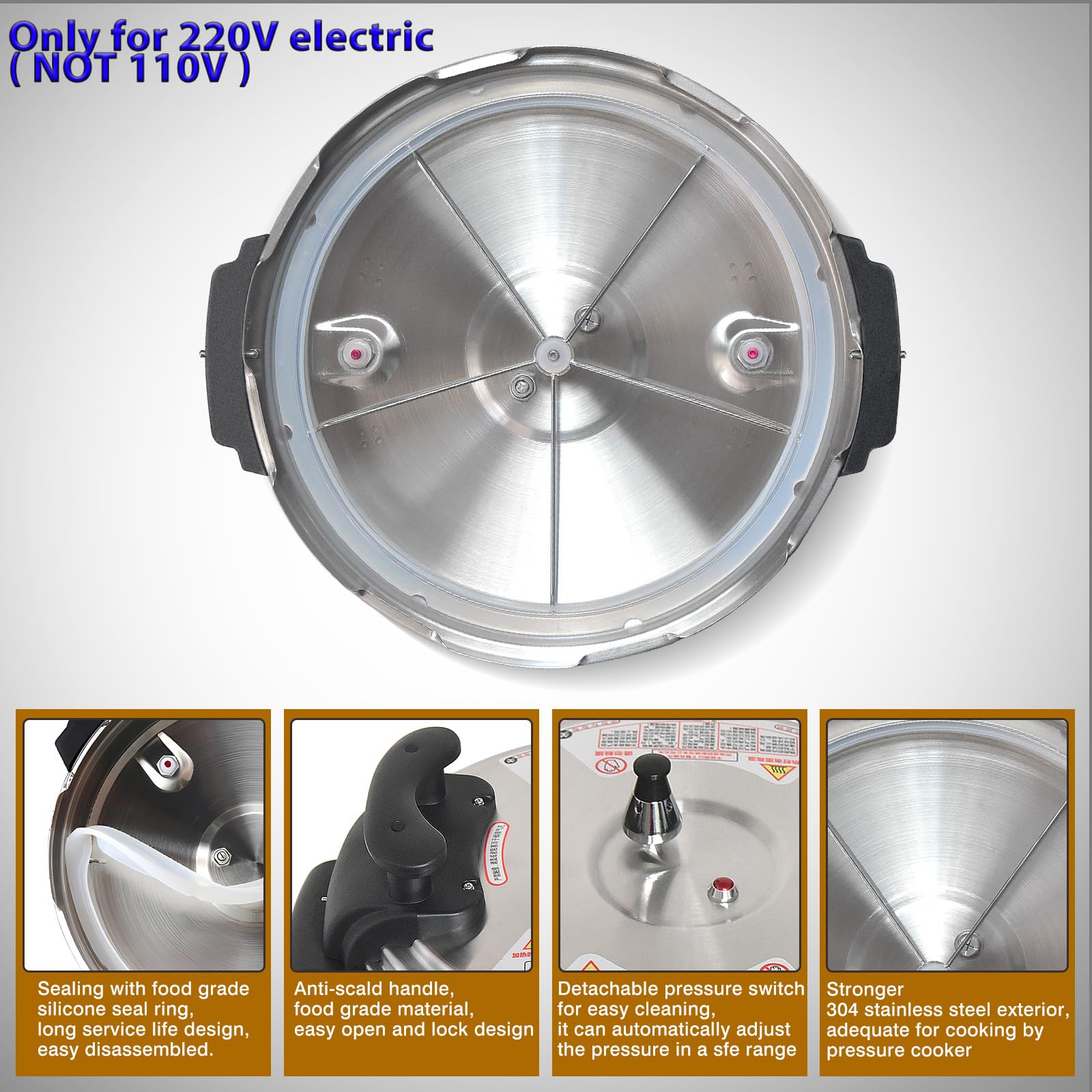 Kolice Commercial Electric 15L Pressure Cooker, Multi Cooker Pressue Canner With Non-stick Inner Pot, 15L (16 QT), 2000W,For Hotel Restaurant Kitchen and only for 220V (NOT 110V)