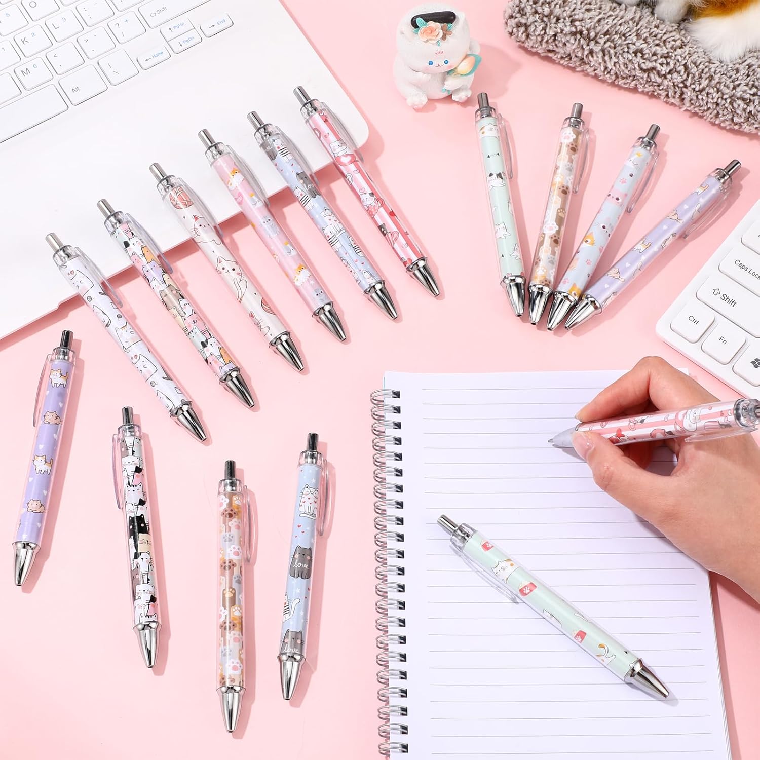 Supervitae 30 Pcs Cat Ballpoint Pens Cute Kawaii Cats Themed Pen Animal 1.00 mm Black Ink Pen Fine Point Smooth Writing for Journaling Aesthetic Office Supplies Cat Gifts for Women Cat Lovers Birthday - Image 6