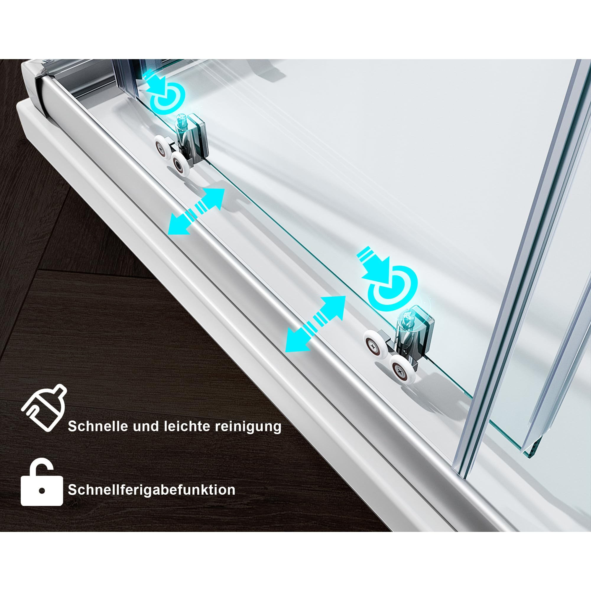 Cabina Doccia Angolare Moderna 76x90 con Doppie Ante Scorrevoli, Vetro Temperato 5mm Altezza 195cm - Elegante Soluzione Salvaspazio per Bagno