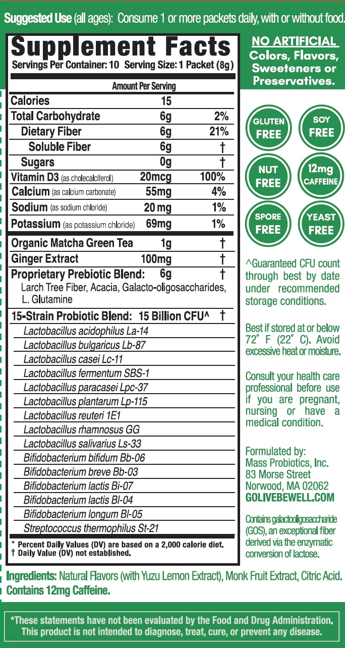 GOLIVE Matcha Ginger Prebiotic and Probiotic 0 28 OZ — view 2