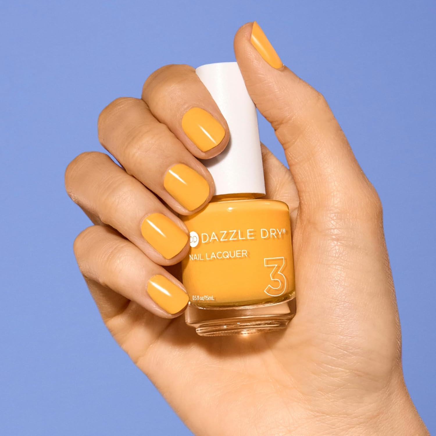 Dazzle Dry Nail Lacquer (Step 3) - Go Go Mango - An amber yellow. Semi-sheer cream. (0.5 fl oz)