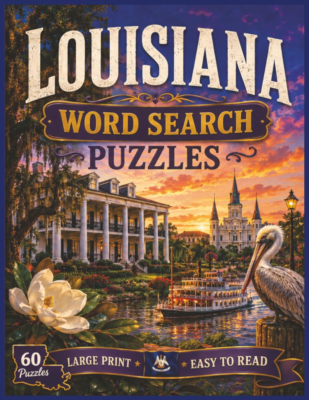Louisiana Word Search Puzzles: For Kids and Adults of All Ages! | 8.5x11 inches, 122 pages | 60 Puzzles | Large Print | Easy to Read (The Americana Series)