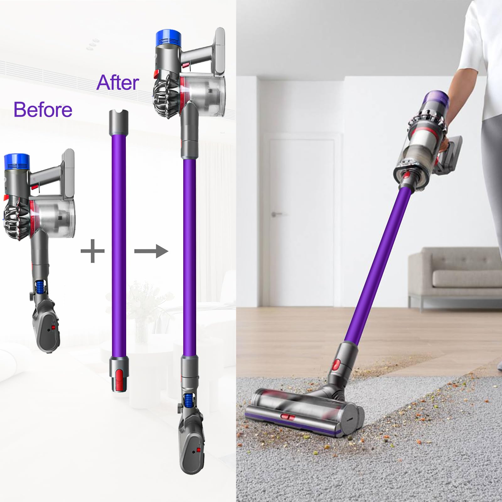 Verlängerungsrohr für Dyson V15 V11 V10 V8 V7 Saugrohr Ersatzteile Rohr Zubehör Staubsaugerrohr Teleskoprohr Schnellspanner Verlängerungsstange, 73cm