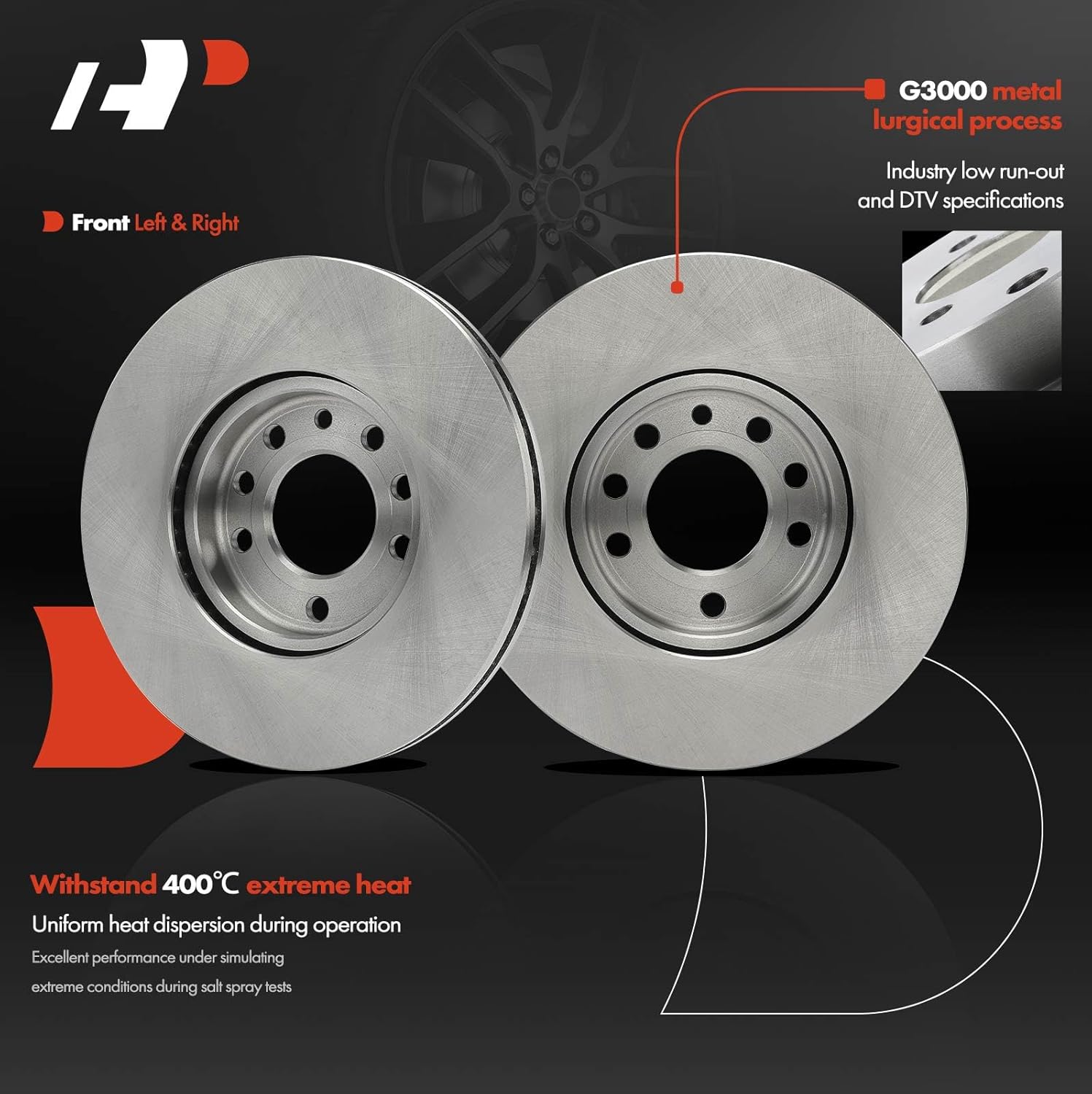 A-Premium 11.34 inch (288mm) Front Vented Disc Brake Rotors Compatible with Select Saab, Saturn Models - 9-3, 9-5, 900 & Saturn L100, L200, L300, LS, LS1, LS2, LW1, LW2, LW200, LW300, 2-PC Set