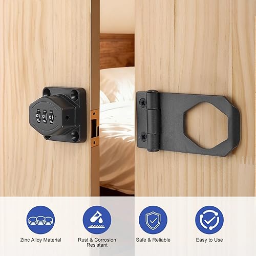 Miniatura 4 de PATIKIL Cerradura de combinación de gabinete sin llave de 3 pulgadas, 2 piezas de aleación de zinc de 3 dígitos con contraseña giratoria de