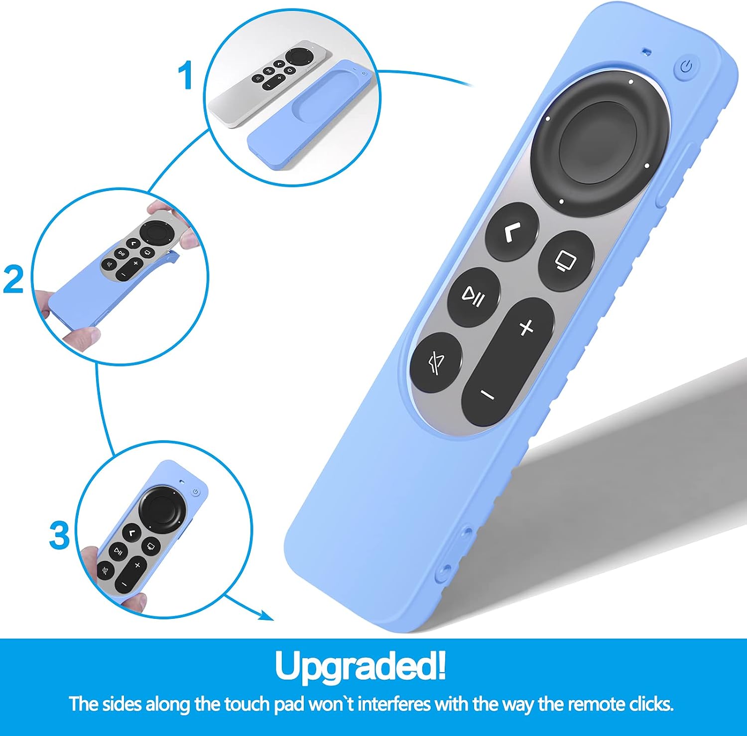 LYWHL for Apple TV 4K 2021 Remote Control Cover Case, Silicone Silky-Soft Anti-Slip Shockproof Full Body Protective Case for Apple TV 4K Siri Remote 2021 (Blue)