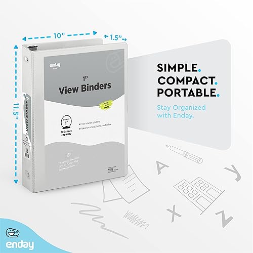 Vista 80 de Carpeta de 3 anillos de 1 pulgada, cubierta transparente de 1 pulgada con 2 bolsillos interiores, carpetas de anillos redondos de colores, en gris