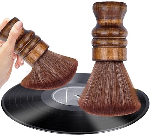 Cepillo limpiador de discos de vinilo, cepillo limpiador de discos de audio, cepillo suave de madera, diseño retro, antiestático, limpieza de polvo,