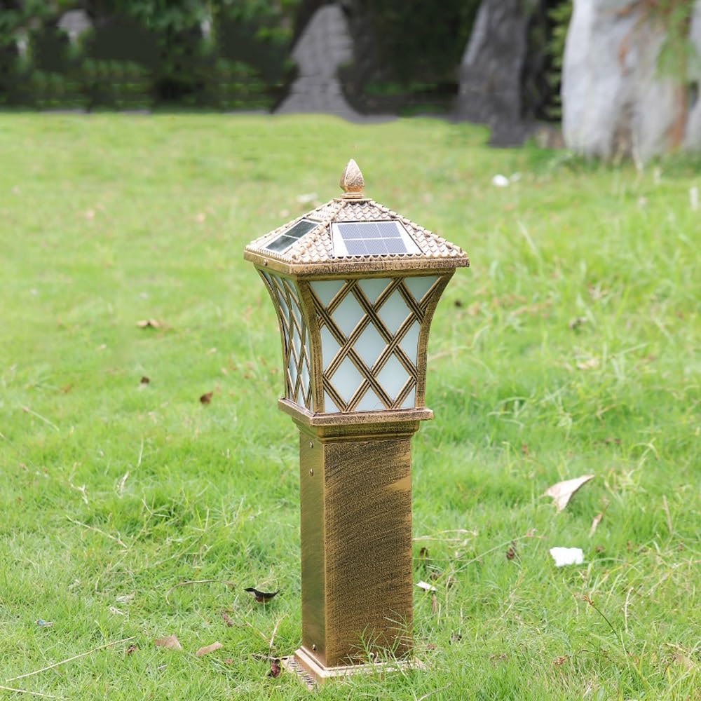 Lampadaire Solaire Extérieur en Bronze avec Télécommande, Idéal pour L'Éclairage De Jardin, Cour, Terrasse Ou Allée.