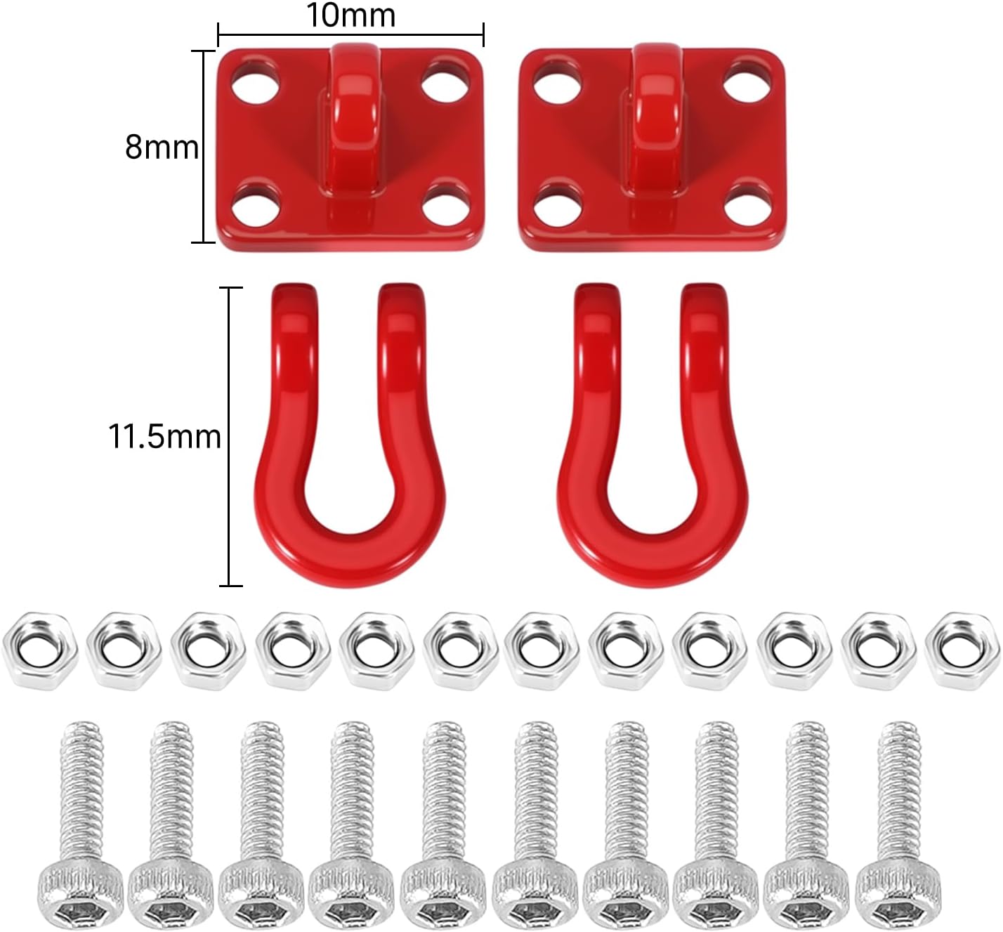INJORA Metal Tow Hook for SCX24 TRX4M 1/24 1/18 RC Crawlers, 4pcs