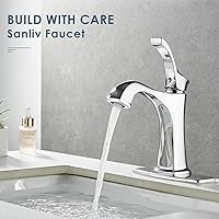 Vista 11 de Brushed Nickel Bathroom Faucet, Sanliv Single Handle Centerset Bathroom Sink Faucet with Pop-Up Drain & Deck Plate for 1 or 3-Hole (4 inch)