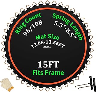 Trampoline Mat Replacement-Fits 15ft Trampline Frame with 96/108 Rings for Choose,Fits 5.3"-8.5" Springs, Mat Diameter 13.05ft-13.56ft,(Spring and Frame not Included)