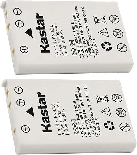 Kastar Paquete de 2 baterías de repuesto para Nik EN-EL5 CP1 y Nik CoolPix P90 / P100 / 3700/4200 / 5200/5900 / 7900 / P3 / P4 / P5000 / P5100 /