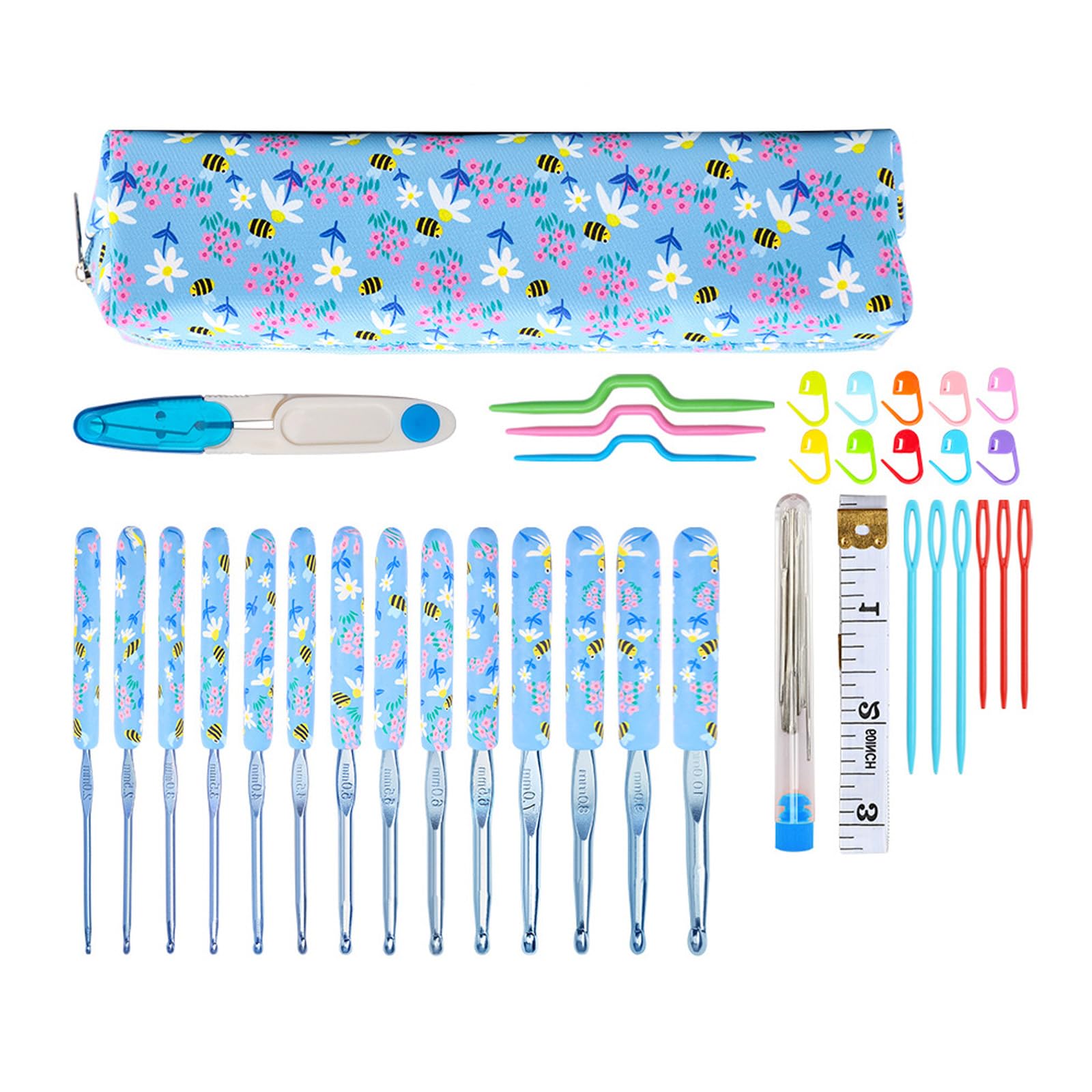 Tsophreniq 9 / 12Pcs Soft Handle Crochet Hook Ergonomic Grip Set Needle for Crocheting Weaving Knitting Project for Craft Enthusiasts