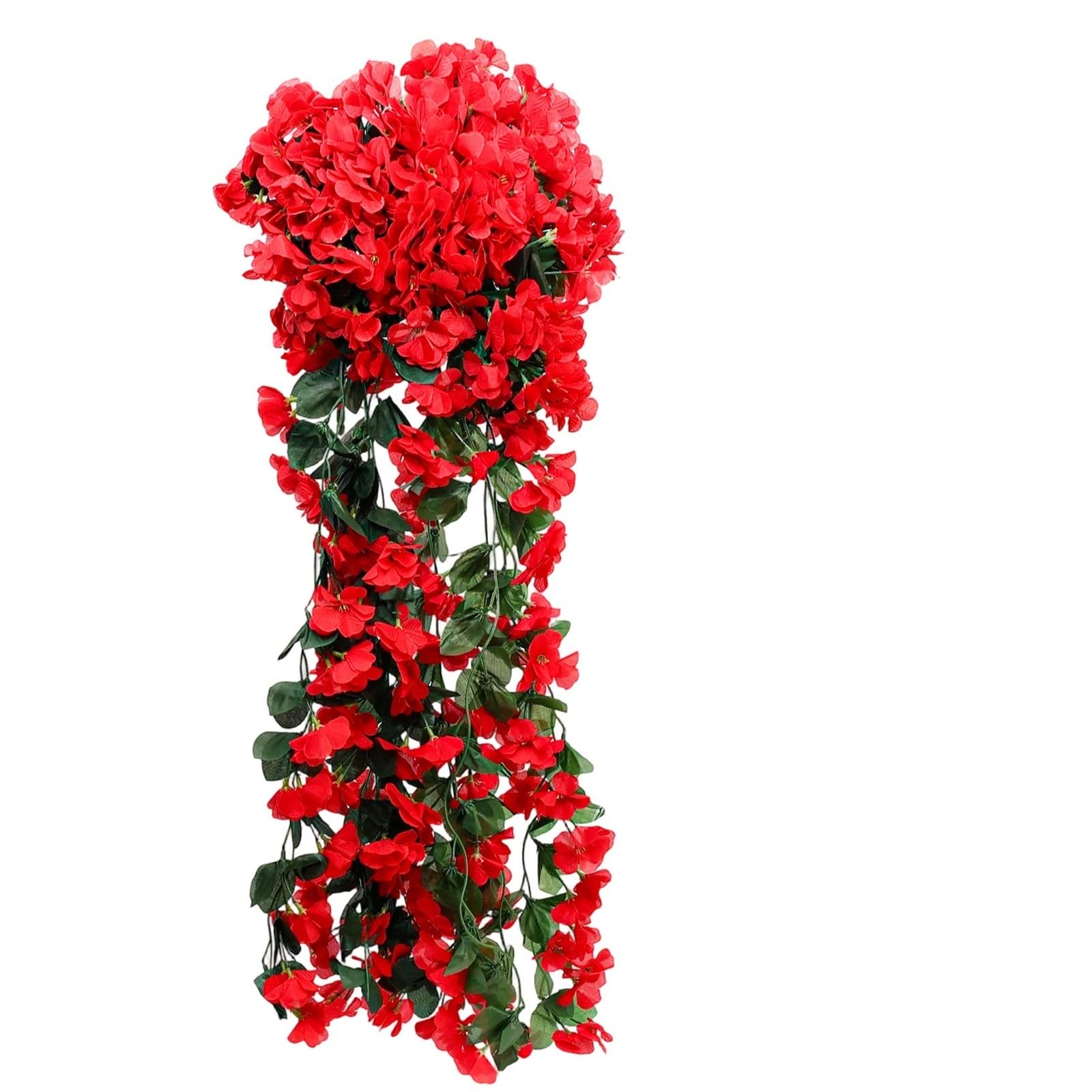 Dcrxz Artificial Flowers 2pcs 85cm Artificial Violet Hanging Flower Silk Flower Vines Home Party Wedding Fake Flower Rattan Garden DIY Craft Decoration Supply(Red)