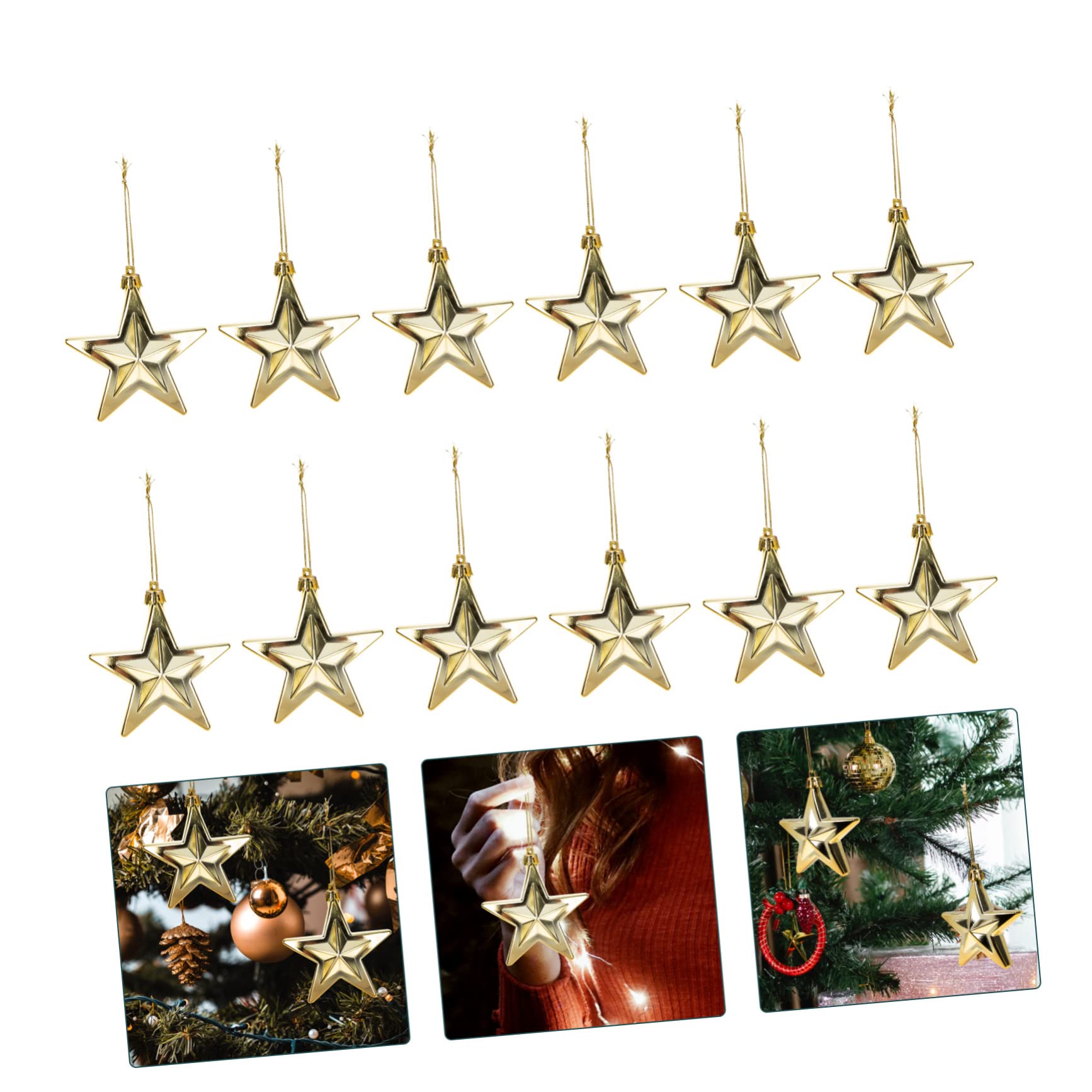 PRETYZOOM 60 STK Weihnachtsbaum-anhänger Christbaumschmuck Weihnachtskugel Ornamente Christbaumkugeln Hängender Weihnachtsstern Anhänger Für Weihnachten Mini-baumschmuck Hausbedarf Plastik