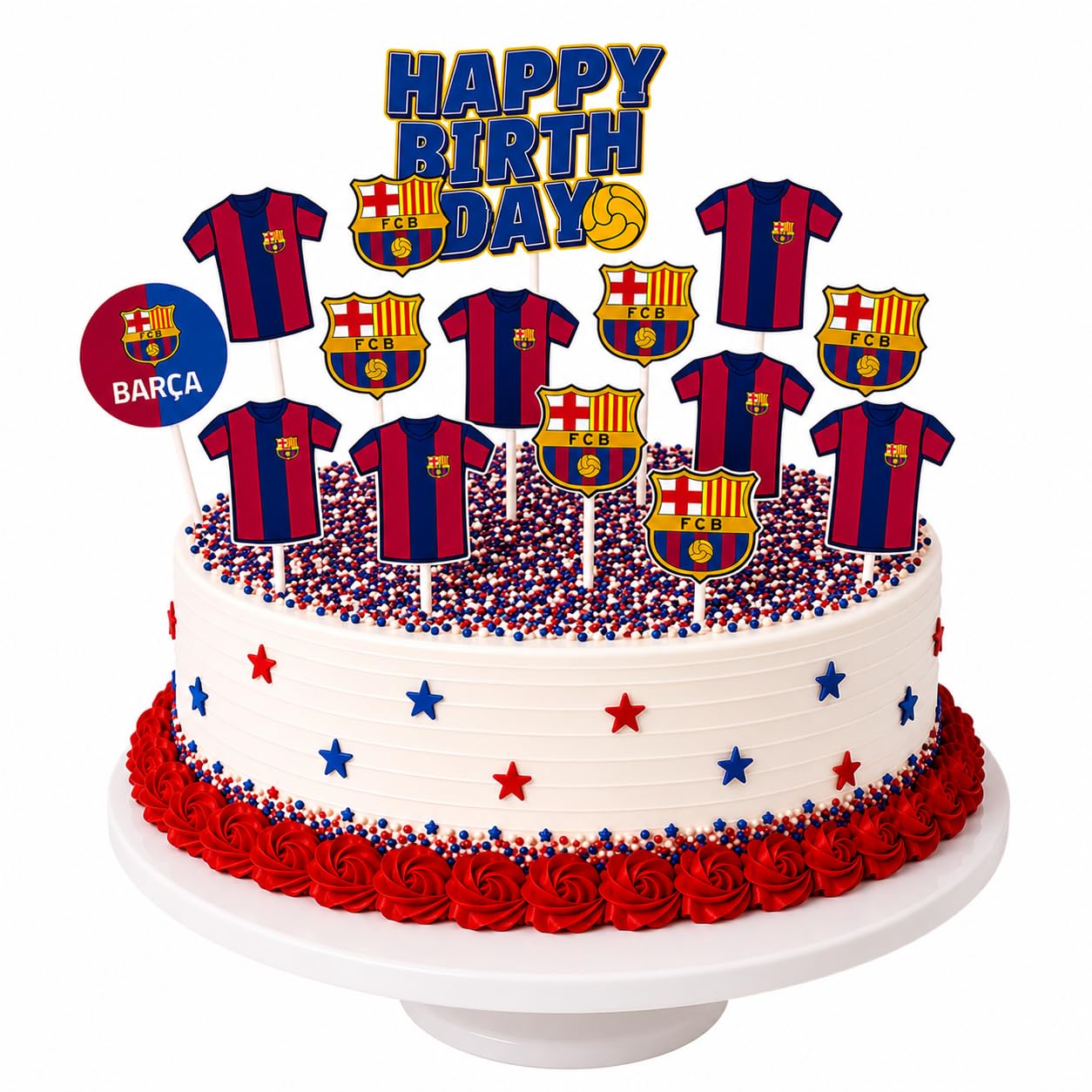 FC Barcelona Cake Topper, 15 Pieces Birthday Toppers