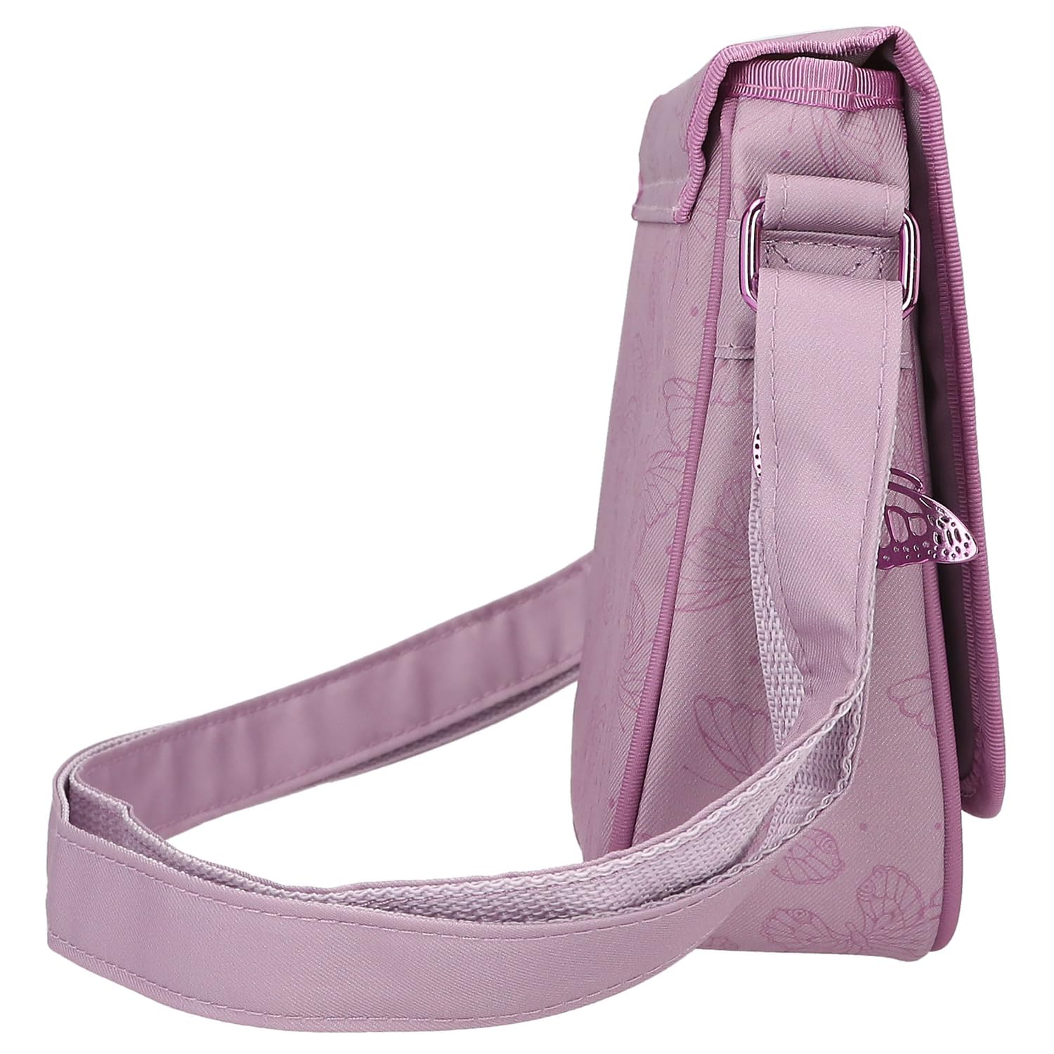 Depesche 12778 TOPModel Fairy Love - mała torba na ramię w kolorze Mauve z motywem modelki i motylami, torba z regulowanym paskiem na ramię i klapą z przodu