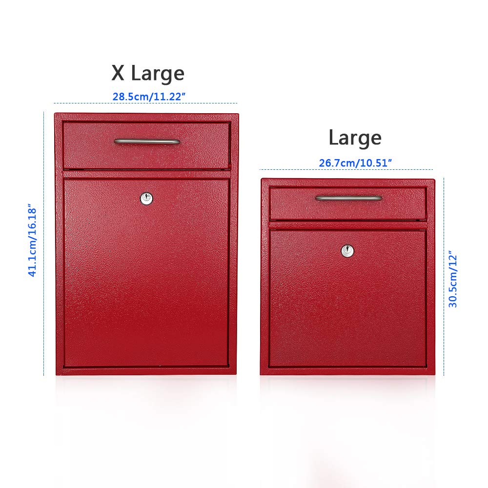 KYODOLED Steel Key Lock Mail Boxes Outdoor,Locking Wall Mount Mailbox