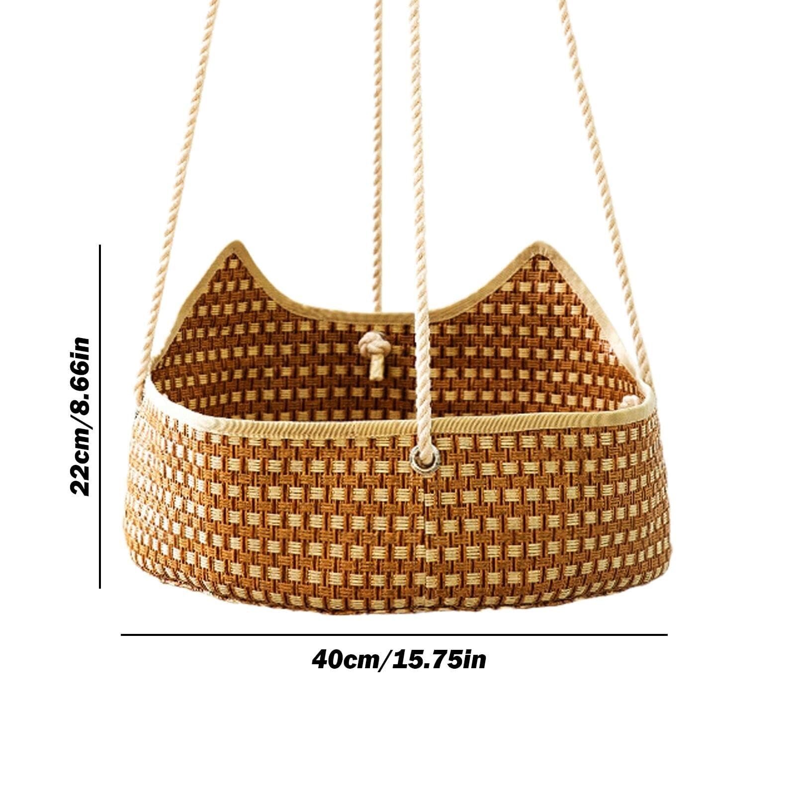 Rattan-Katzennest, Hängematte, Hängendes Gewebtes Rattan-Katzennest, Atmungsaktives Kätzchenbett, Katzenkorb for Schlafen, Gemütlicher Kätzchen-Hängekorb, Platzsparendes Bett for Spielen