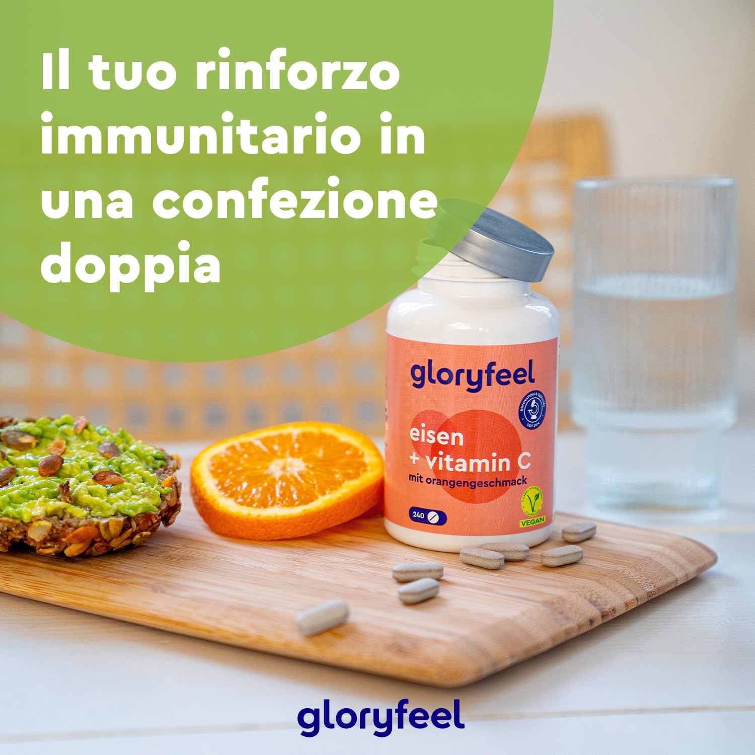Ferro Integratore 20mg + Vitamina C, 240 Compresse, Eletto PRODOTTO DELL'ANNO 2025, Ferro Integratore per Anemia, Mestruazioni e Stanchezza Fisica, Alta Biodisponibilità, Ricostituente Sangue, Vegan