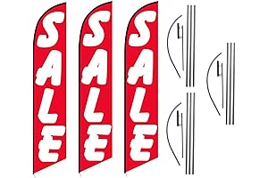 Three Pack of Red Sale Advertising Feather Flag Kits Package