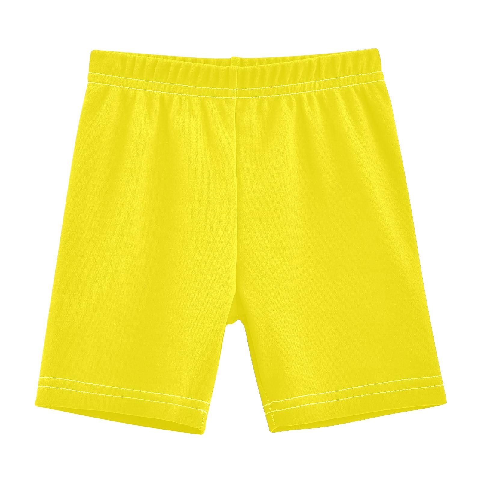 CHIFIGNO Canary Yellow Girls Cartwheel Shorts Under Dress Bike Shorts Breathable Dance Short Clothes for Kids 5T