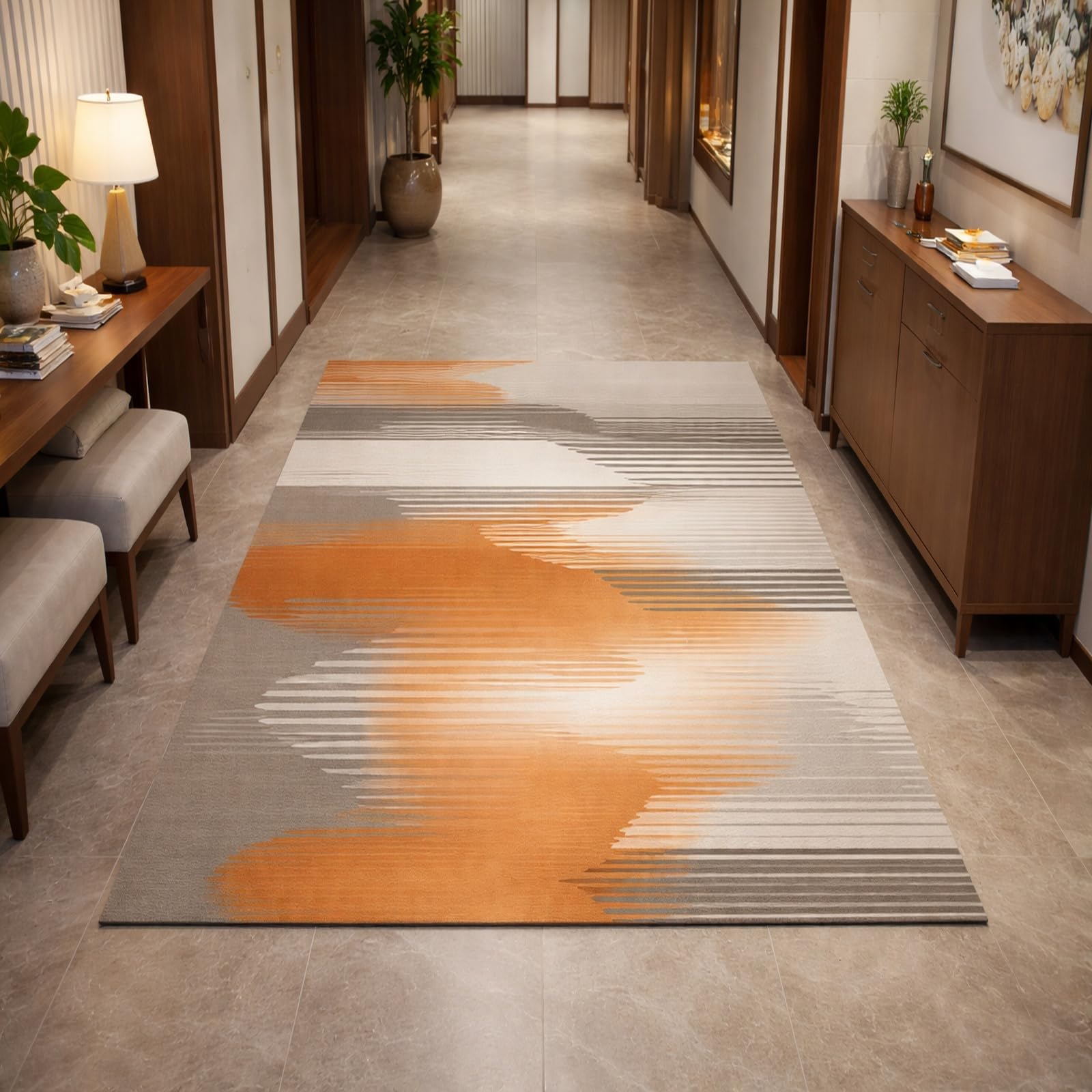 Alfombra para sala de estar abstracta moderna para entradas acogedoras