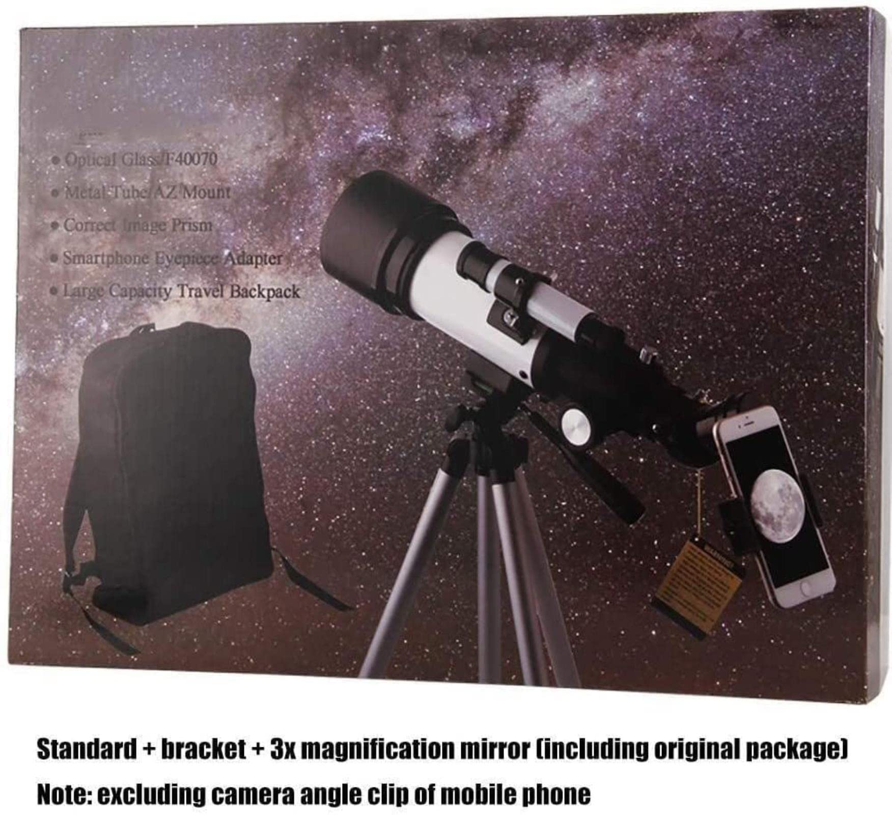 Telescopi Telescopio rifrattore da Viaggio da 100 mm con Regolabile, con Supporto per Telefono Cellulare, telescopio a Doppio Scopo Cielo e Terra