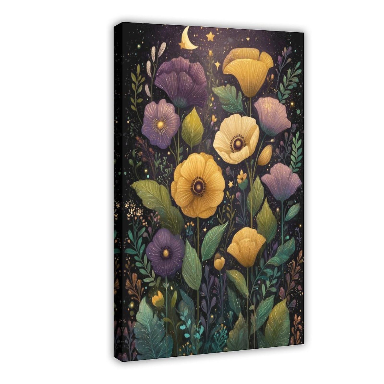 Bareronor Frame Celestial Wildflower Canvas Poster Bedroom Decor Landscape Office Room Decor Gift 24" L X 36" W