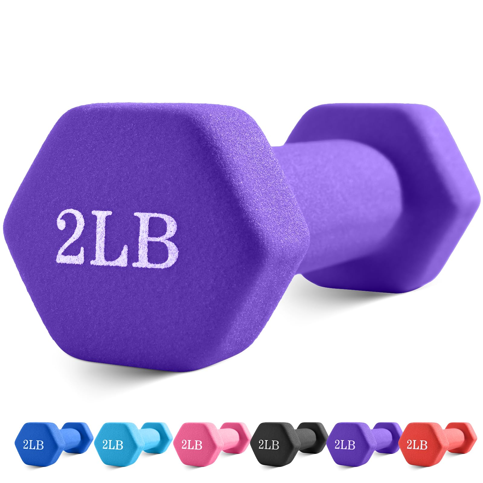 Portzon Weights Dumbbells with Neoprene Coating Single 1LB-3LB Anti-Roll Anti-Slip Hexagonal Home Fitness Equipment for Shoulder Neck and