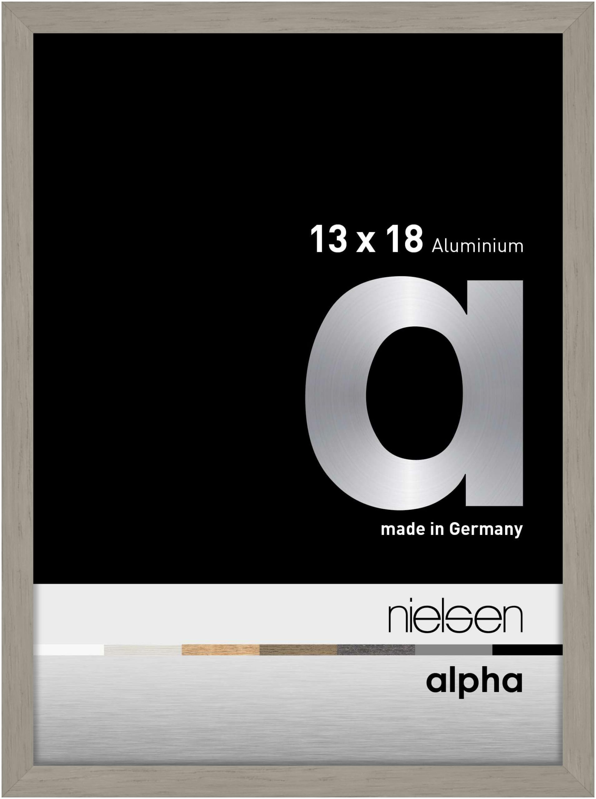 nielsen Alpha Light Grey Aluminium Picture Frame - 13x18cm (5x7in) - with Float Glass and Easy Push-Turn Clips - For Photos and Art