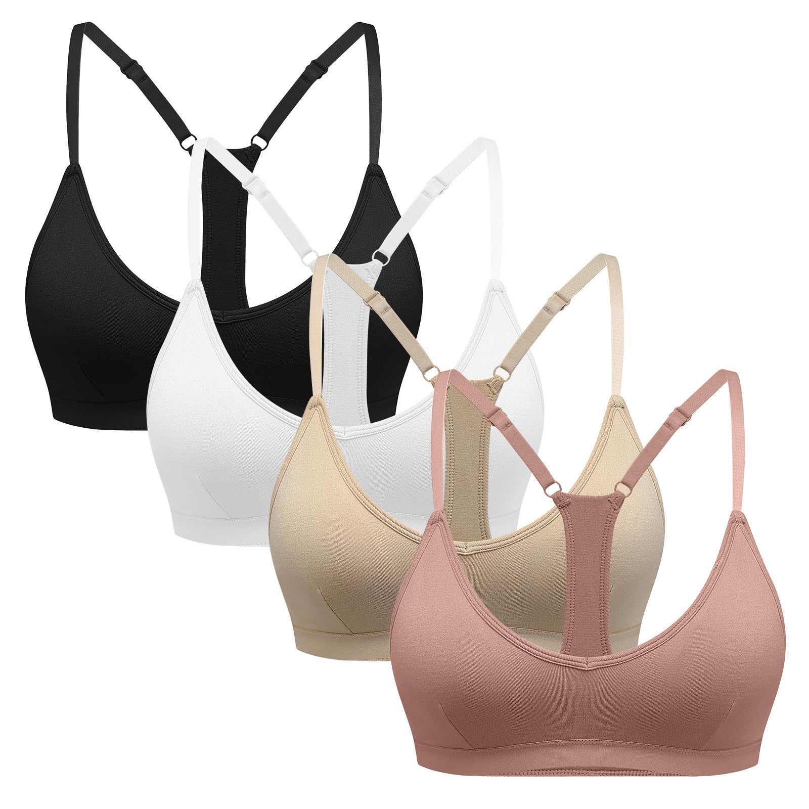 INIBUD Sujetadores deportivos para mujer, espalda cruzada, triangular, acolchado, espalda en Y, brasier sin costuras, sin aros, cuello en V, sin varillas