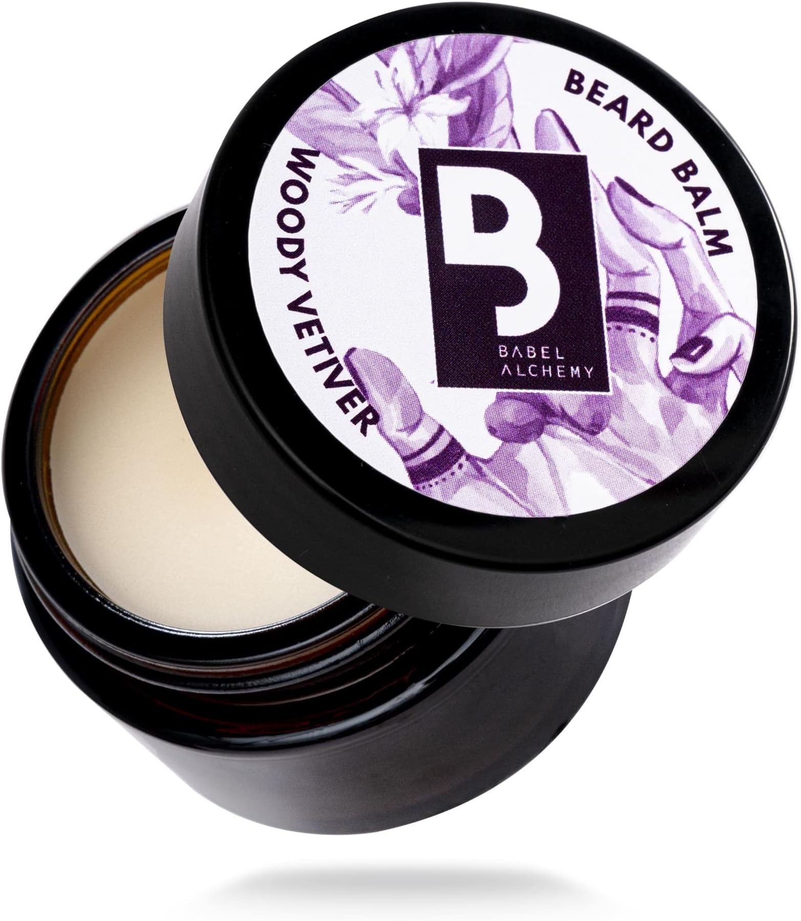 Babel Alchemy Beard Balm and Conditioner - All Natural Organic Grooming Beeswax Balm for Leave-In Conditioning, Styling, Softening, and Promoting Growth for Mens Beards and Mustaches (Woody Vetiver)