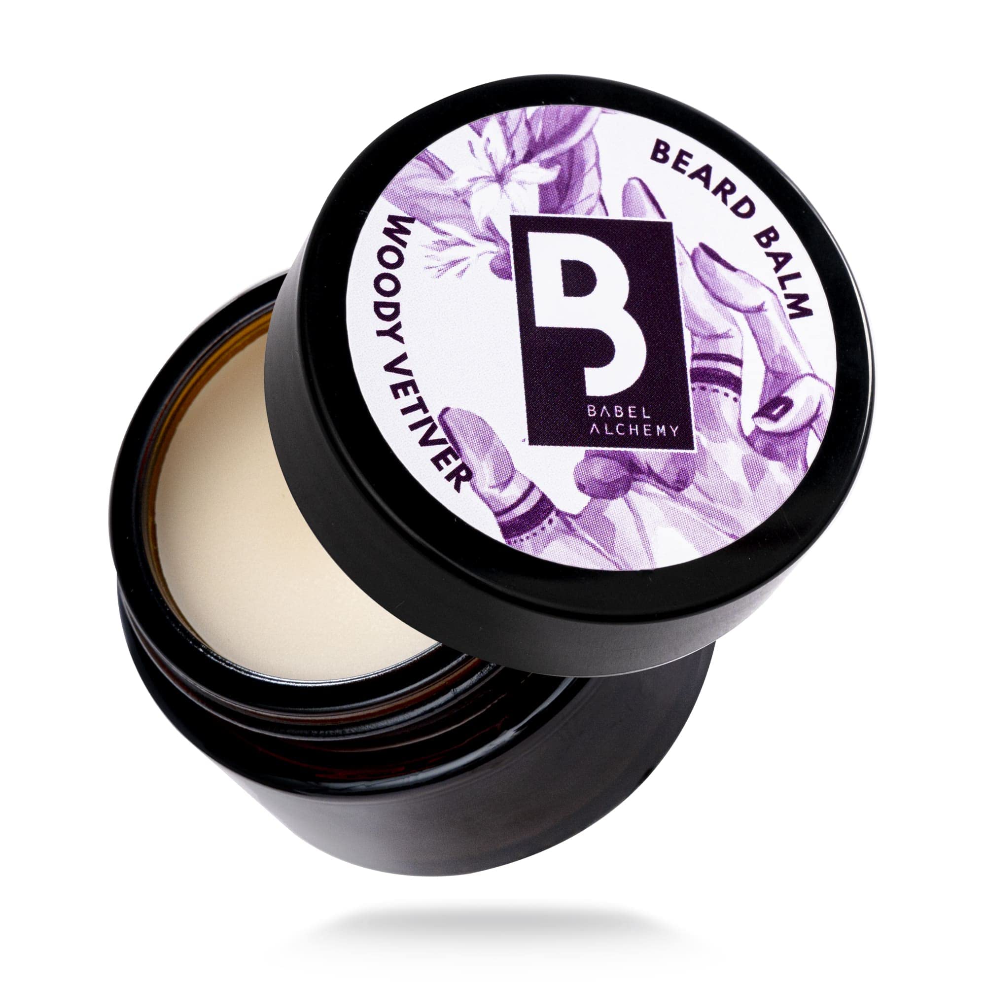 Babel Alchemy Beard Balm and Conditioner - All Natural Organic Grooming Beeswax Balm for Leave-In Conditioning, Styling, Softening, and Promoting Growth for Mens Beards and Mustaches (Woody Vetiver)