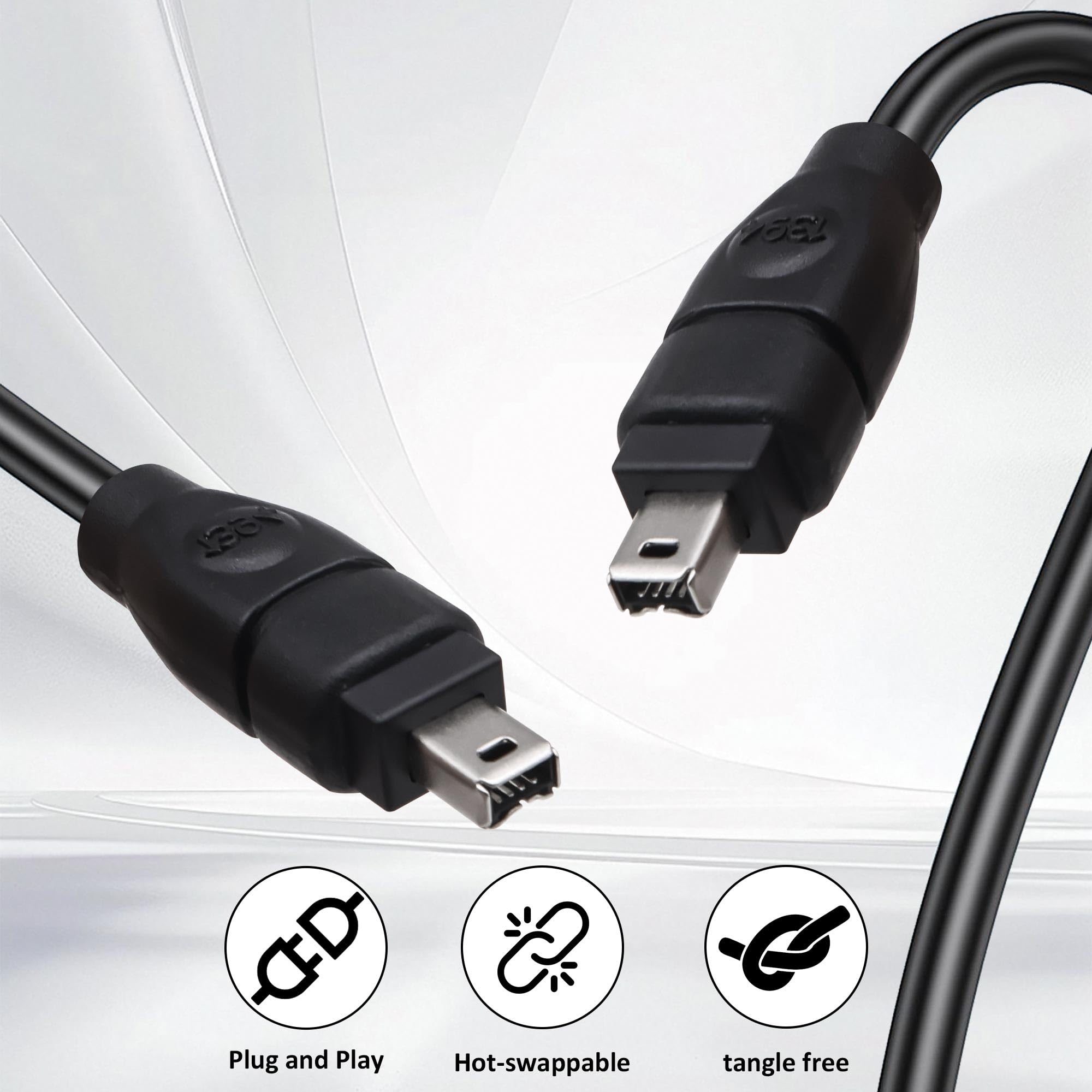 Cavo FireWire DV IEEE 1394 a 4 poli maschio Firewire 400 ad alta velocità i.Link DV cavo per videocamera a computer portatile disco rigido esterno – 1,8 m
