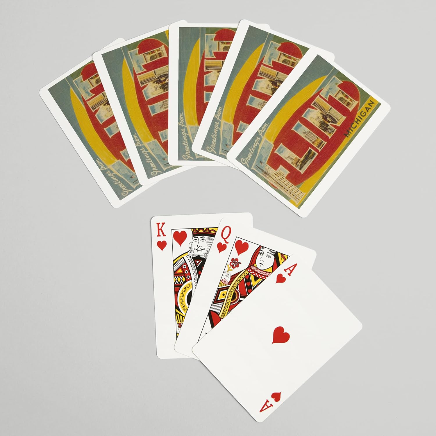 Lantern Press Greetings from Flint, Michigan, Vintage Halftone, 52 Playing Cards for Adults, Poker Size Card Deck