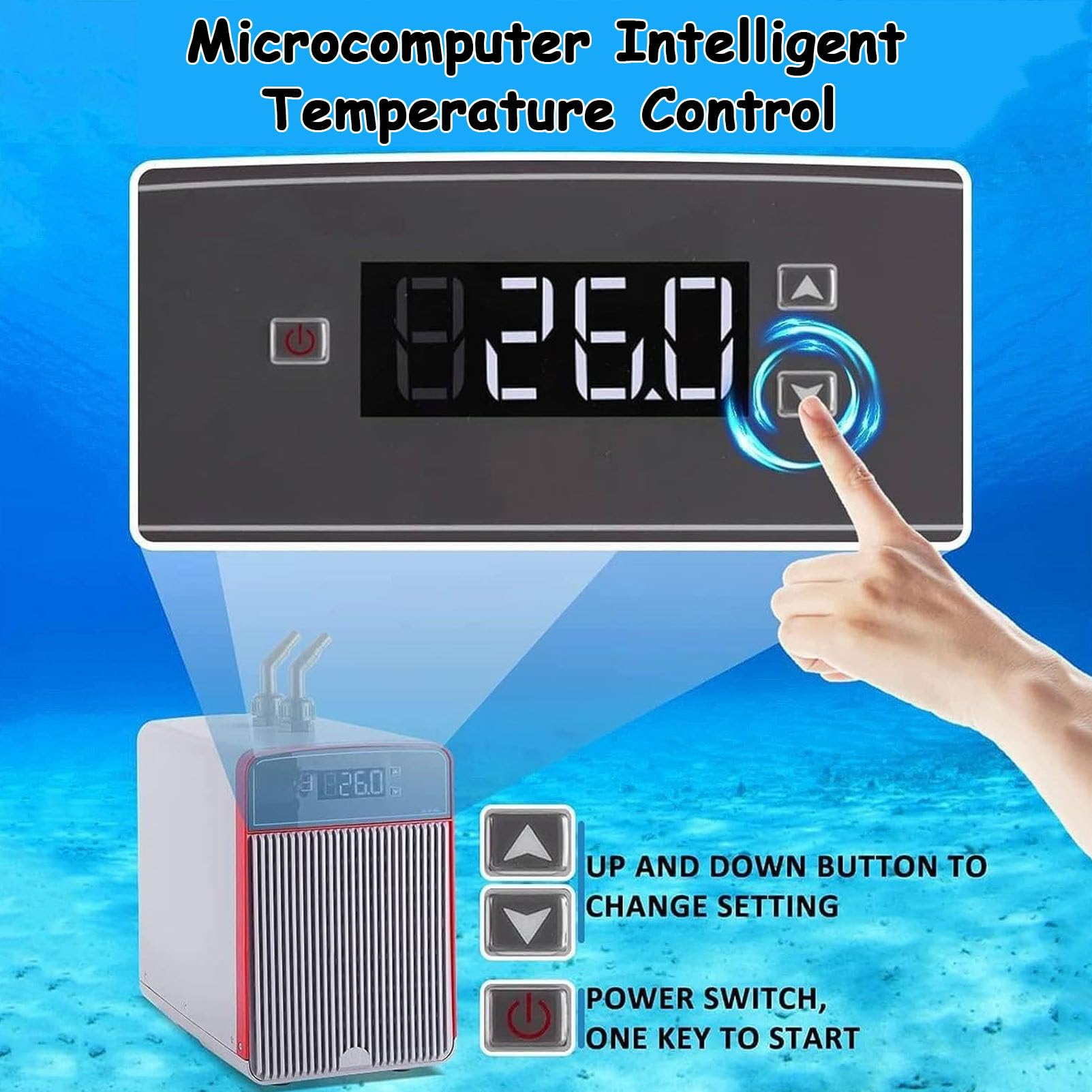 Refroidisseur d'aquarium pour réservoirs de 42 gallons, système de refroidissement à eau avec pompe, compresseur de réfrigération silencieux pour aquariums d'eau douce et d'eau salée