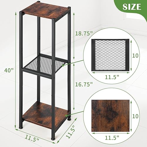 Miniatura 5 de Soporte para plantas extra alto para interiores, soportes para plantas de 40 pulgadas, soporte de metal de 3 niveles con estante de madera