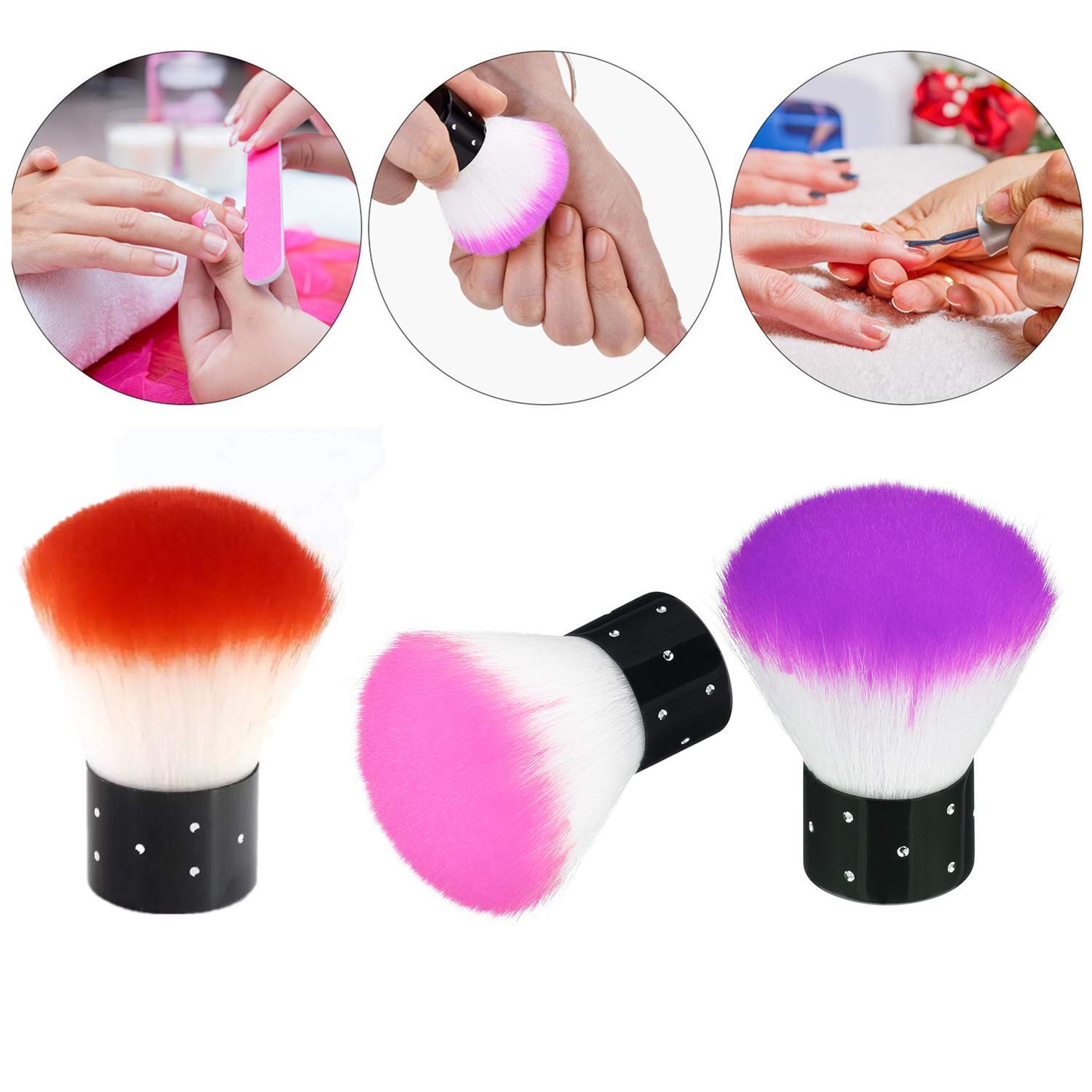 Duoleleen 3 Pcs Nail Brush Colorful Convenient Nail Art Dust Cleaner for UV Gel Nail Dust Cleaning Remover Tools - Image 3