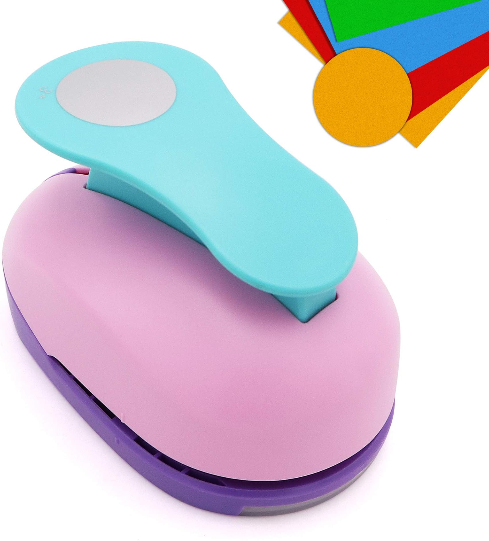 Jeemiter 3 Inch Circle Hole Punch | Heavy Duty Lever Punch for Cardstock & Thick Paper | Cuts Clean 3" Circles for Tags & Crafts | Random Color