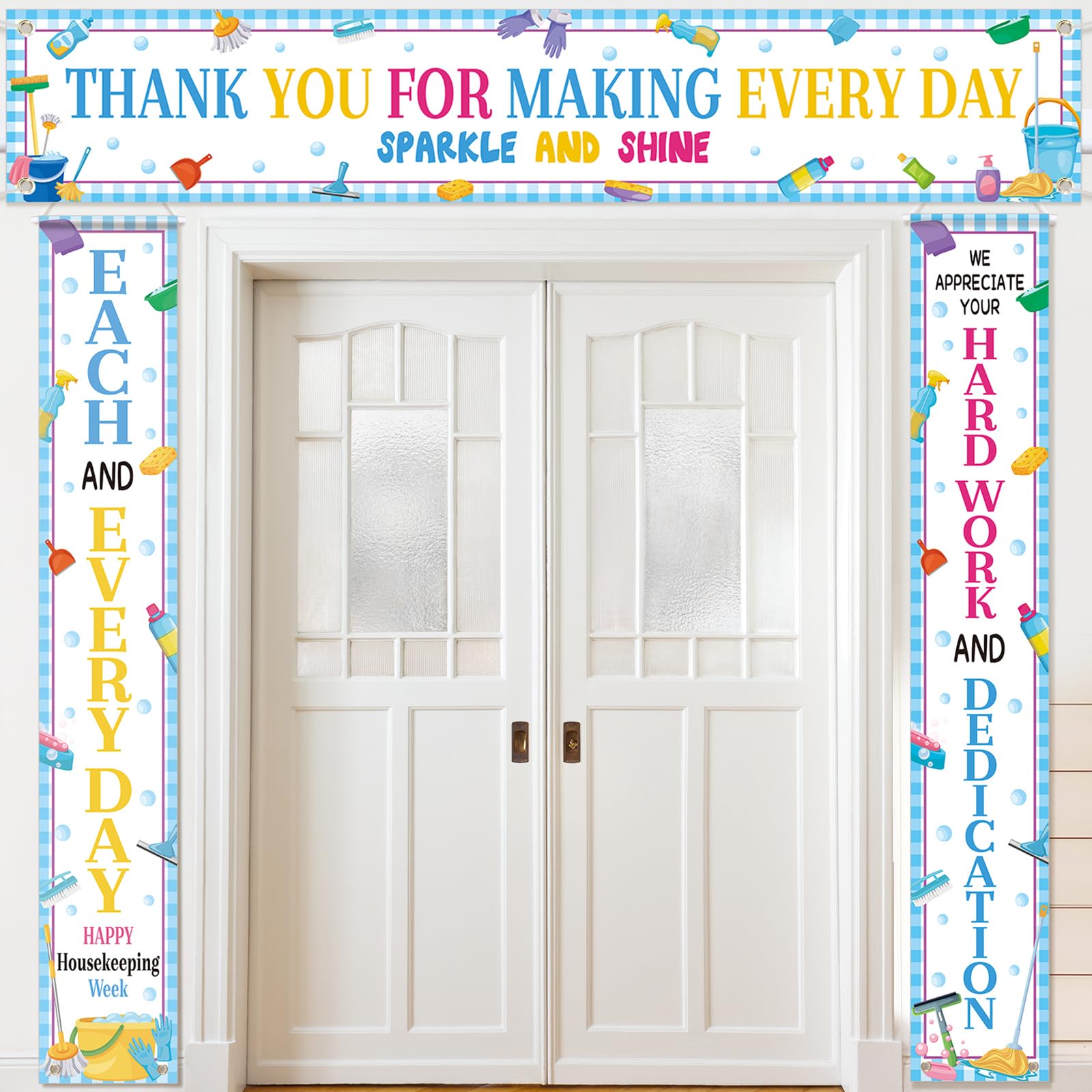 Tingjoo 3 Pcs Happy Housekeeping Week Banner Housekeeping Week Decor
