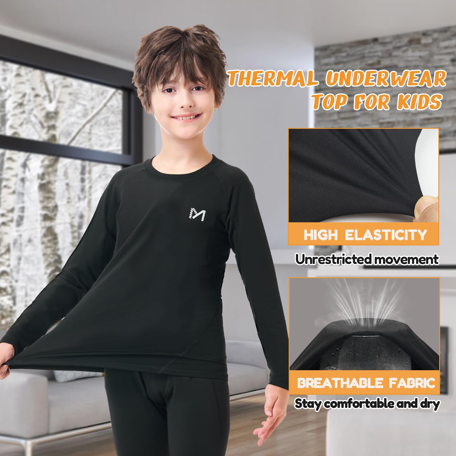 MEETYOO Maglia Termica Bambino Intimo Termico a Manica Lunga Abbigliamento Invernale Base Layer Sportivo