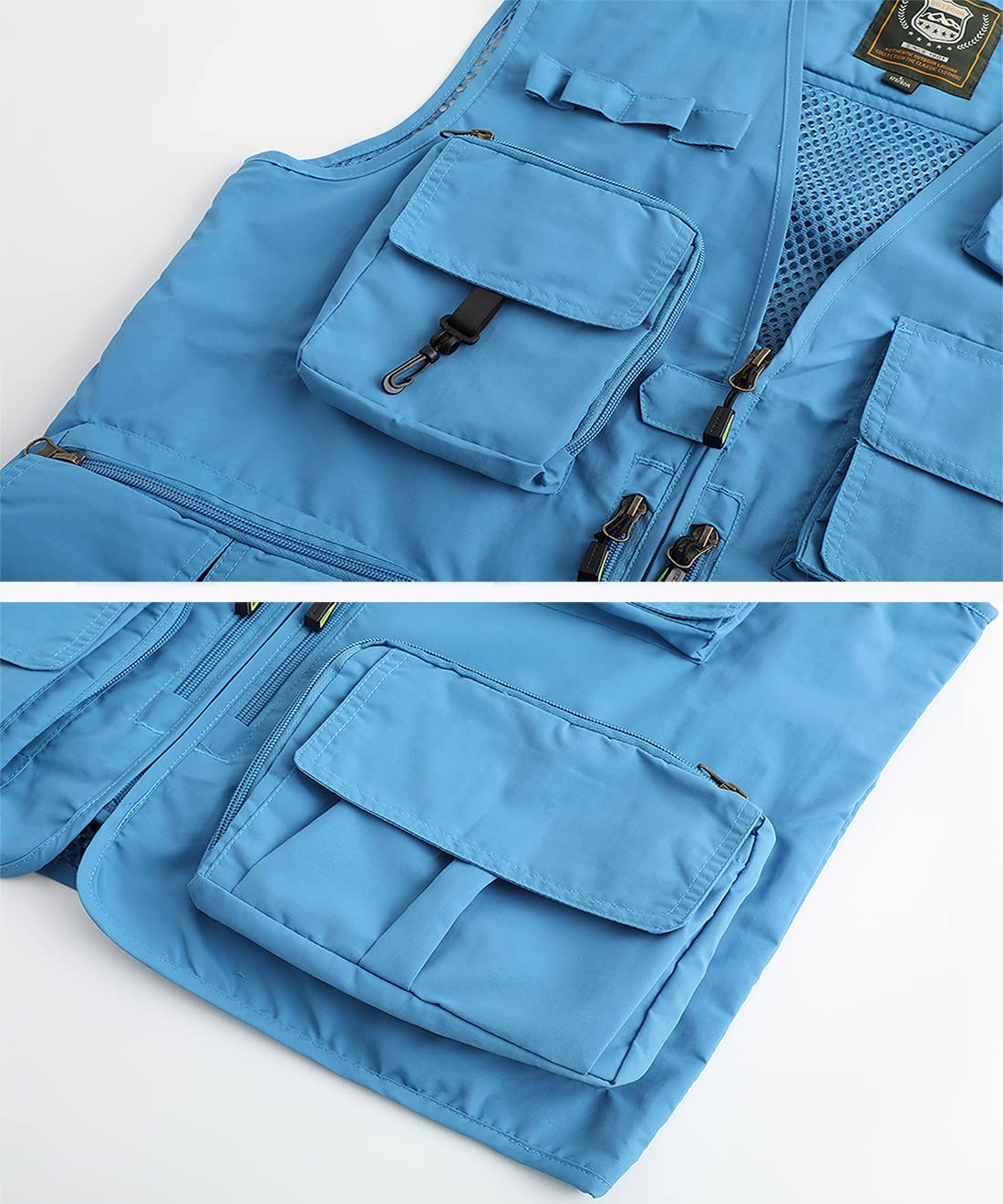 Gilet da pesca Gilet da lavoro all'aperto Hbufnha Unisex Caccia Viaggio Fotografia Safari Gilet Con Multi Tasche, 2 # blu cielo, XX-Large
