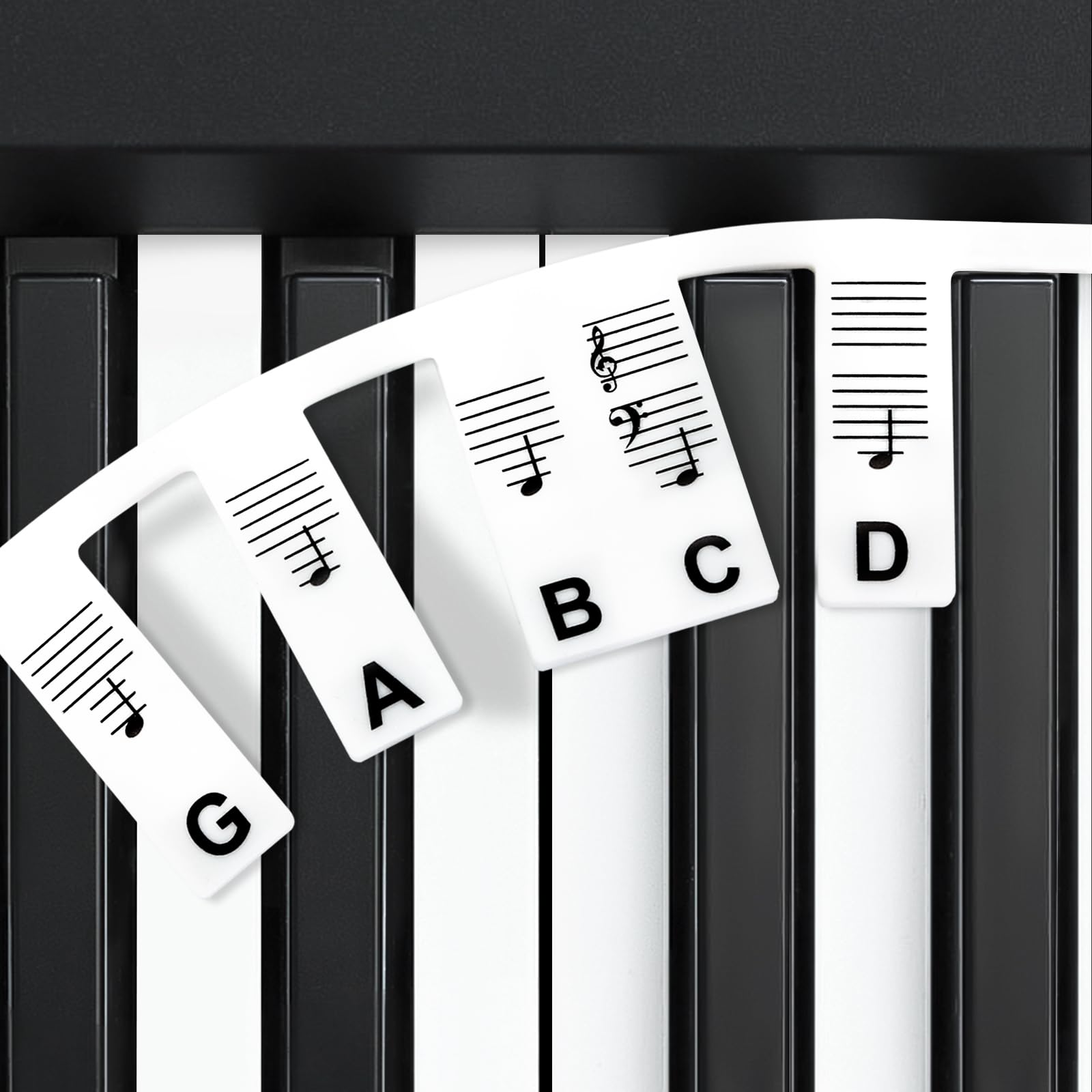 Piano Keyboard Stickers for Beginners and Kids,88/61 Key Full Size Removable Piano Keyboard Note Labels,Silicone Piano Key Stickers for Learning, Reusable Comes with Box (Classic Black Pro)