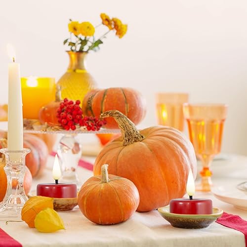 Miniatura 4 de Eywamage Juego de 10 velas votivas de cera roja sin llama con pilas remotas, velas votivas LED parpadeantes