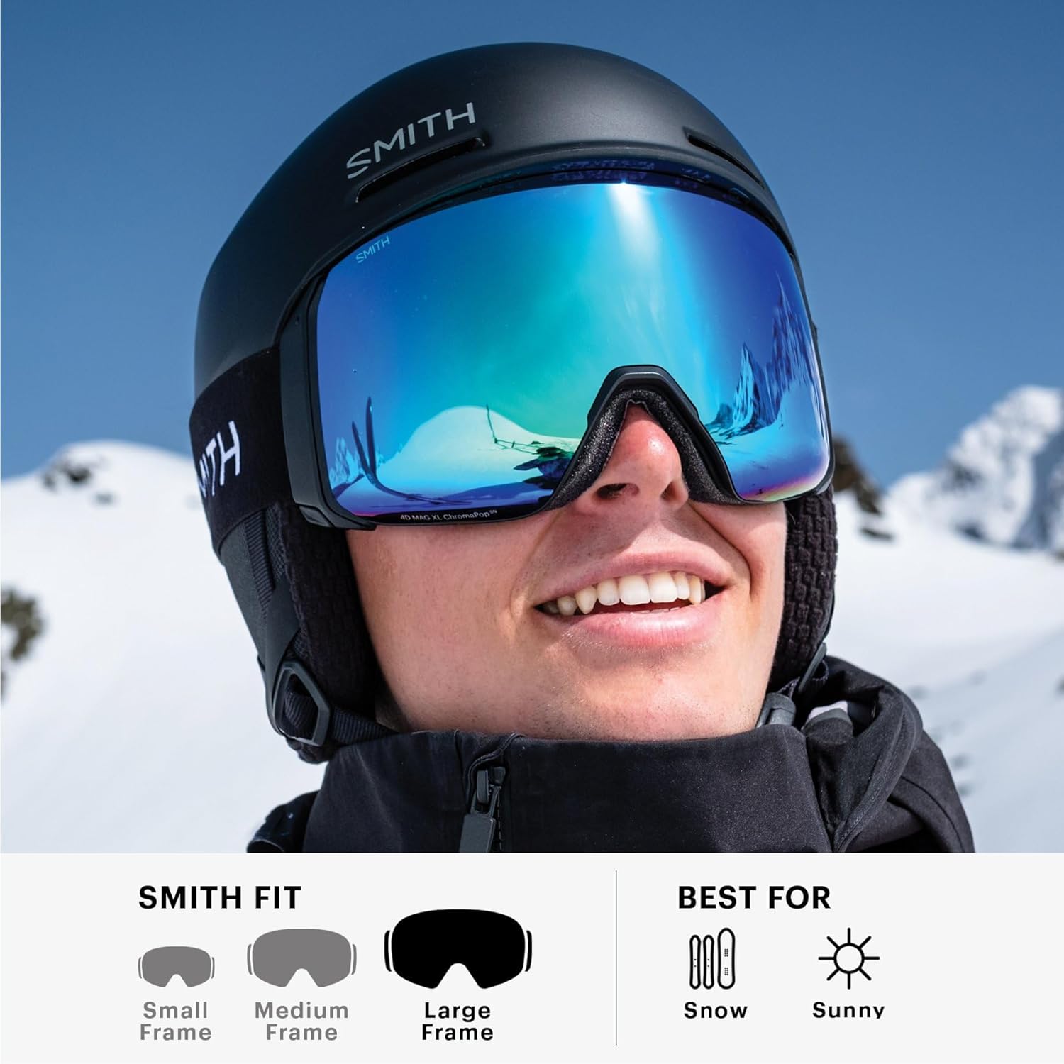 SMITH 4D Mag XL Snow Goggles – Adult Ski & Snowboarding Goggles with BirdsEye Vision, Anti-Fog & 100% UV Protection